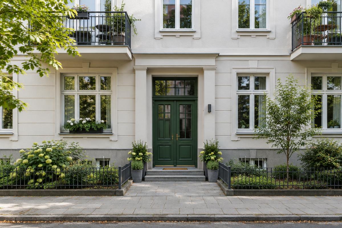 Well-maintained apartments with a planted entrance